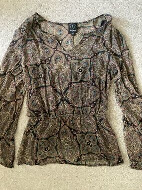 Ella Moss paisley silk peplum blouse, Sz Small.
